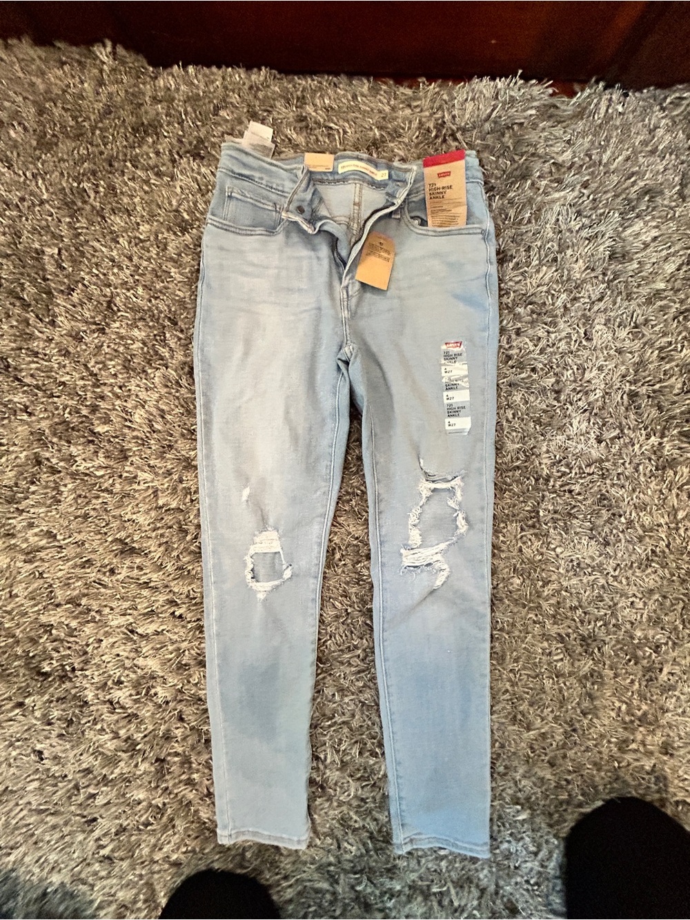 Levi's Light Blue Distressed High Rise Skinny Jeans for Women